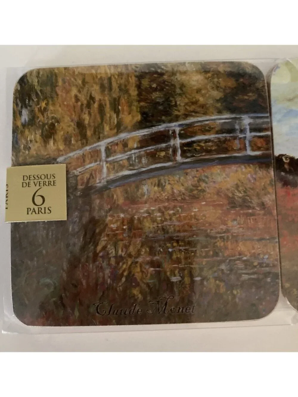 Creative Paris CLAUDE MONET Set 6 Cork Backed Waterproof Coasters NEW Sealed